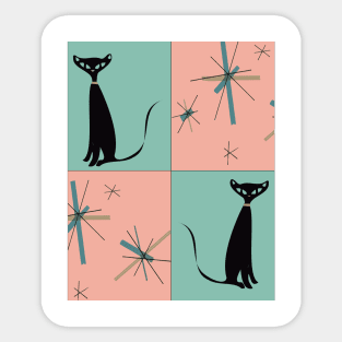 North Star Kitty Cat in Pink and Turquoise Sticker